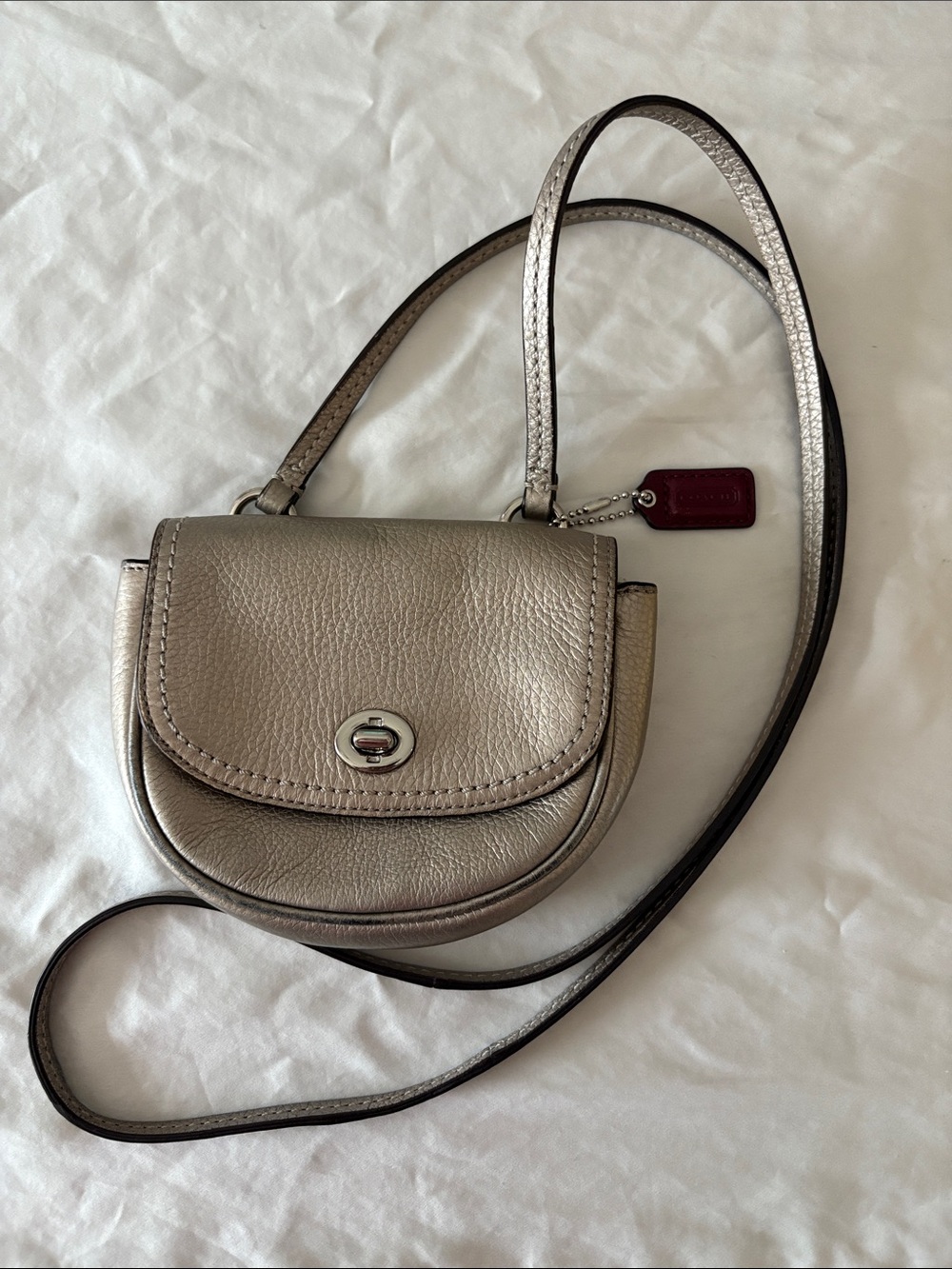 Coach Park Mini Metallic Silver Crossbody Bag